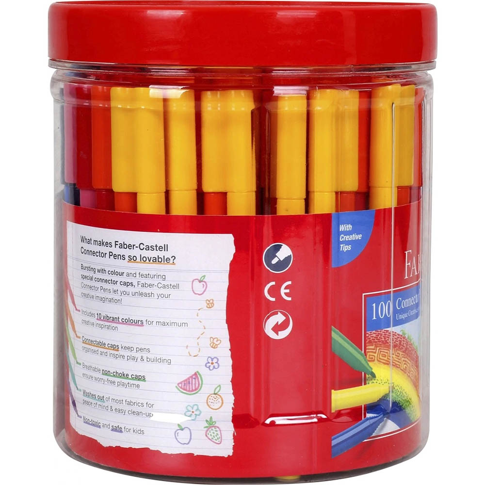 Image for FABER-CASTELL CONNECTOR PENS ASSORTED TUB 100 from Office Heaven