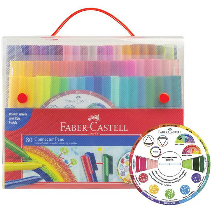 Image for FABER-CASTELL CONNECTOR PENS WITH COLOUR WHEEL ASSORTED PACK 80 from Office Heaven
