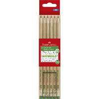 faber-castell natural graphite pencils with eraser tip hb pack 6