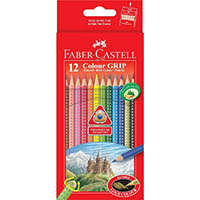 faber-castell grip triangular coloured pencils assorted pack 12