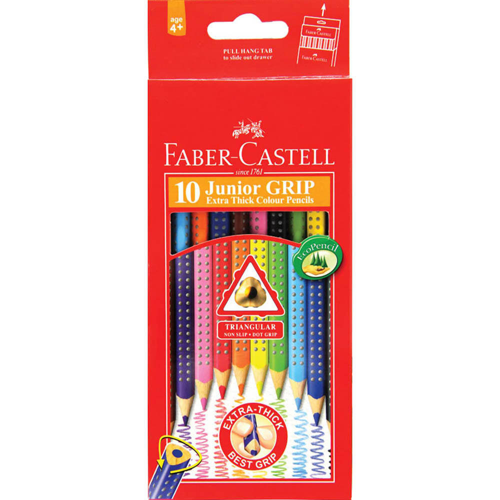 Image for FABER-CASTELL JUNIOR GRIP COLOURED PENCILS ASSORTED PACK 10 from York Stationers