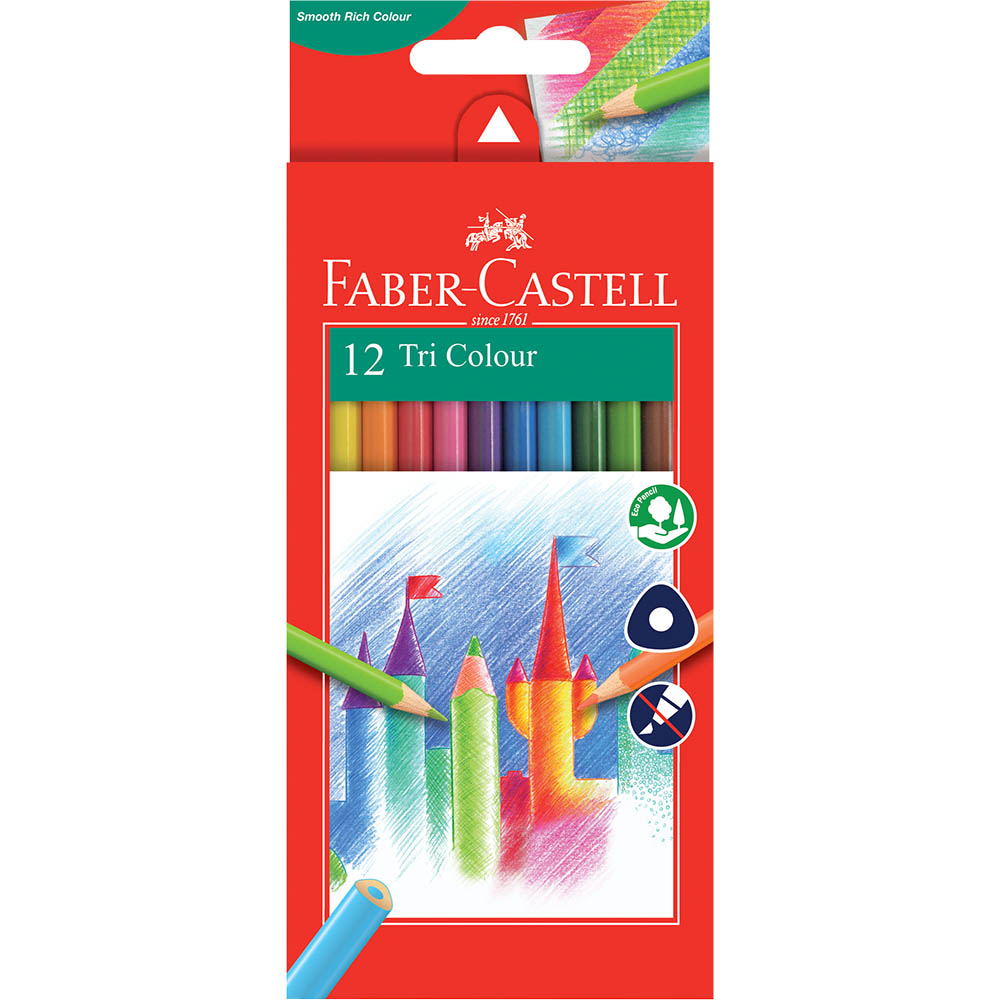 Image for FABER-CASTELL TRIANGULAR COLOUR PENCILS ASSORTED PACK 12 from Mercury Business Supplies