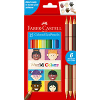 faber-castell colour pencils world colours assorted pack 15