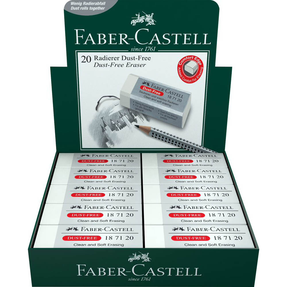 Image for FABER-CASTELL DUST FREE ERASERS LARGE BOX 20 from Mercury Business Supplies