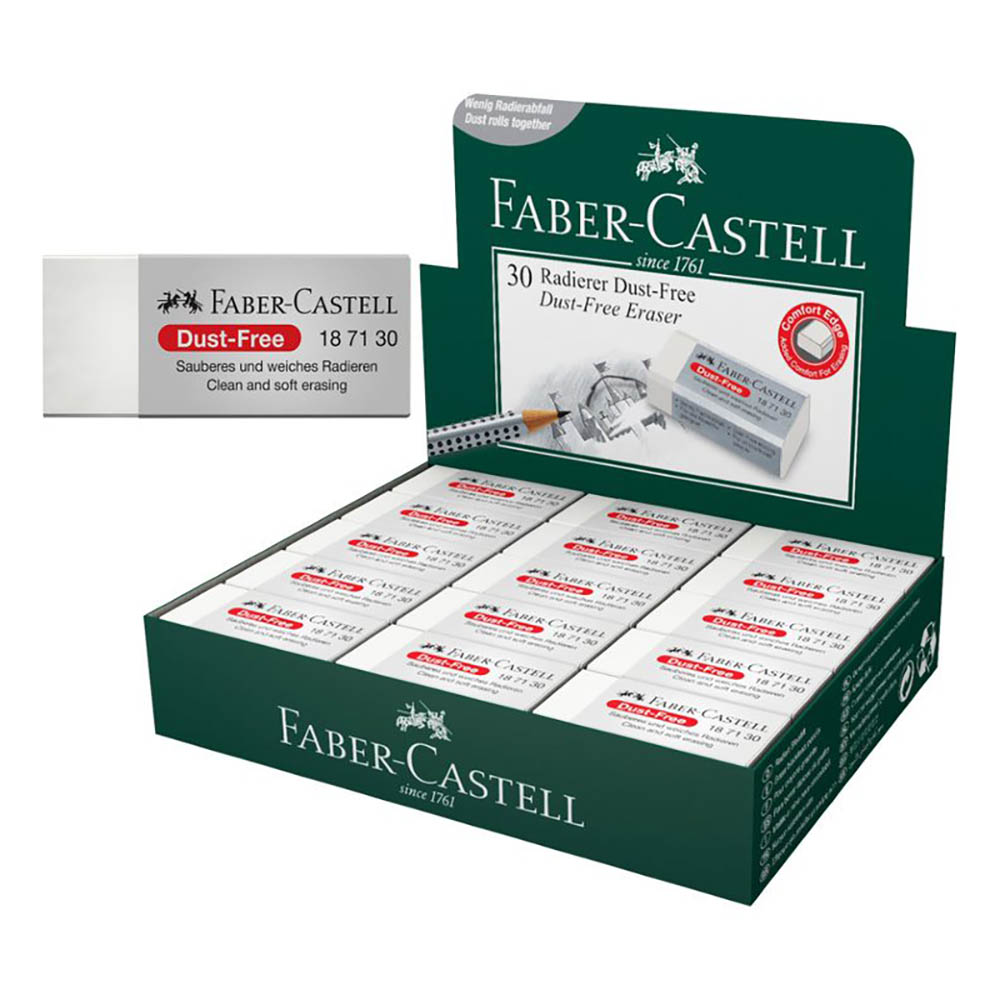 Image for FABER-CASTELL DUST FREE ERASERS MEDIUM BOX 30 from Clipboard Stationers & Art Supplies