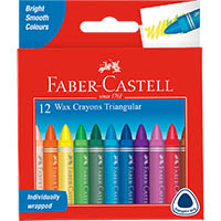 faber-castell triangular grip wax crayons assorted pack 12
