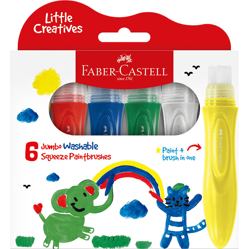 Image for FABER-CASTELL LITTLE CREATIVES JUMBO SQUEEZING PAINT BRUSH ASSORTED PACK 6 from Clipboard Stationers & Art Supplies