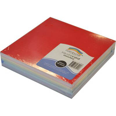 Image for RAINBOW COLOURED SQUARE CARD 203MM ASSORTED PACK 100 from Mitronics Corporation