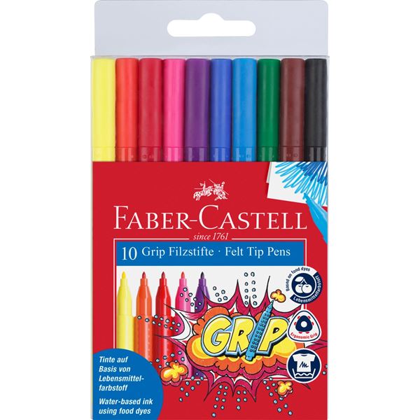 Image for FABER-CASTELL GRIP TRIANGULAR COLOUR MARKER 1.0MM ASSORTED PACK 10 from York Stationers