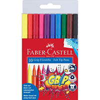 faber-castell grip triangular colour marker 1.0mm assorted pack 10
