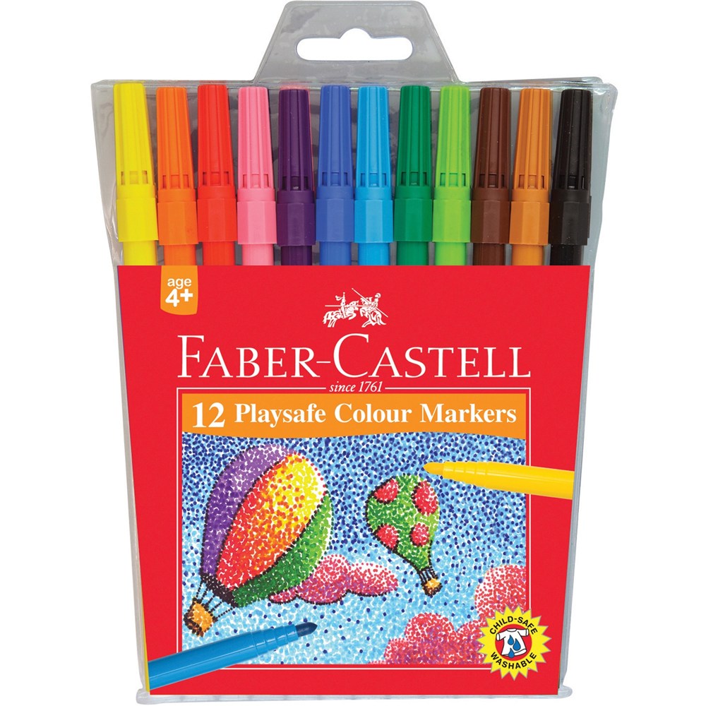 Image for FABER-CASTELL PLAYSAFE COLOUR MARKER BROAD TIP ASSORTED WALLET 12 from Challenge Office Supplies
