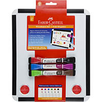 faber-castell double sided magnetic whiteboard and 3 x bonus bi-colour markers 260 x 310mm