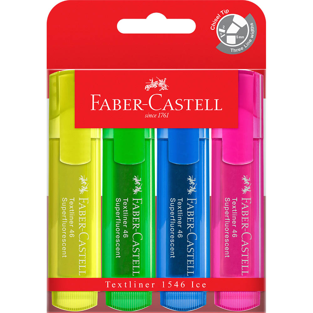 Image for FABER-CASTELL TEXTLINER ICE HIGHLIGHTER CHISEL ASSORTED WALLET 4 from BusinessWorld Computer & Stationery Warehouse