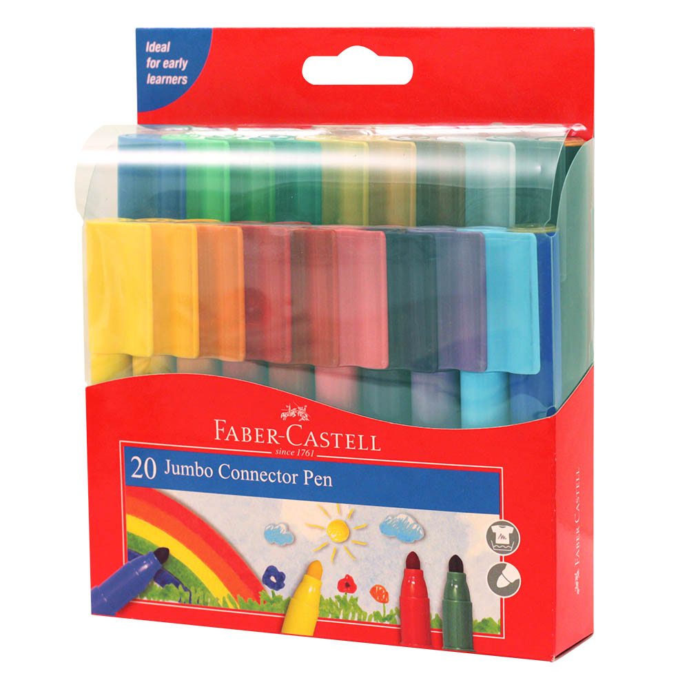 Image for FABER-CASTELL JUMBO CONNECTOR PENS ASSORTED PACK 20 from Clipboard Stationers & Art Supplies