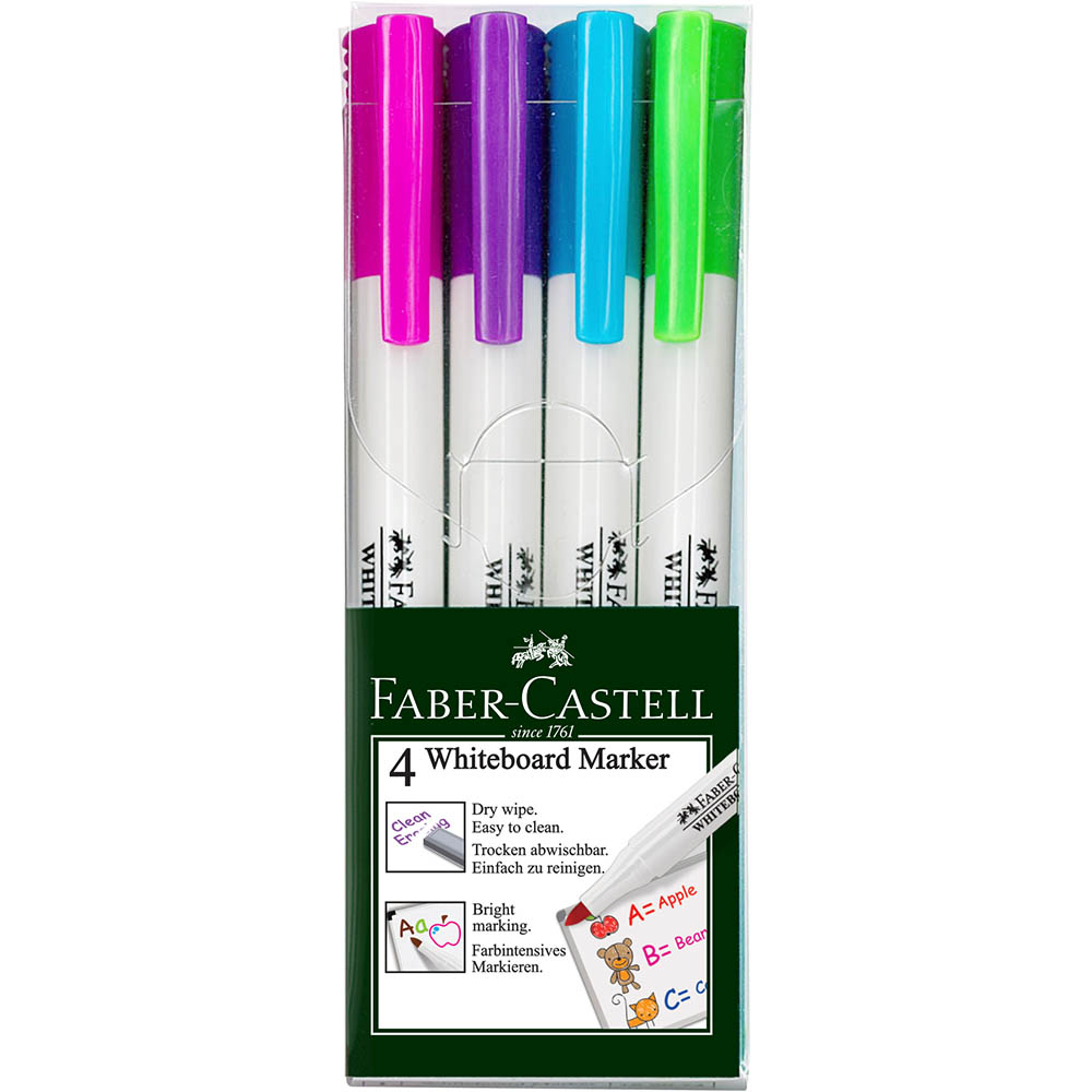 Image for FABER-CASTELL WHITEBOARD MARKER BULLET SLIM ASSORTED FASHION COLOURS PACK 4 from BusinessWorld Computer & Stationery Warehouse