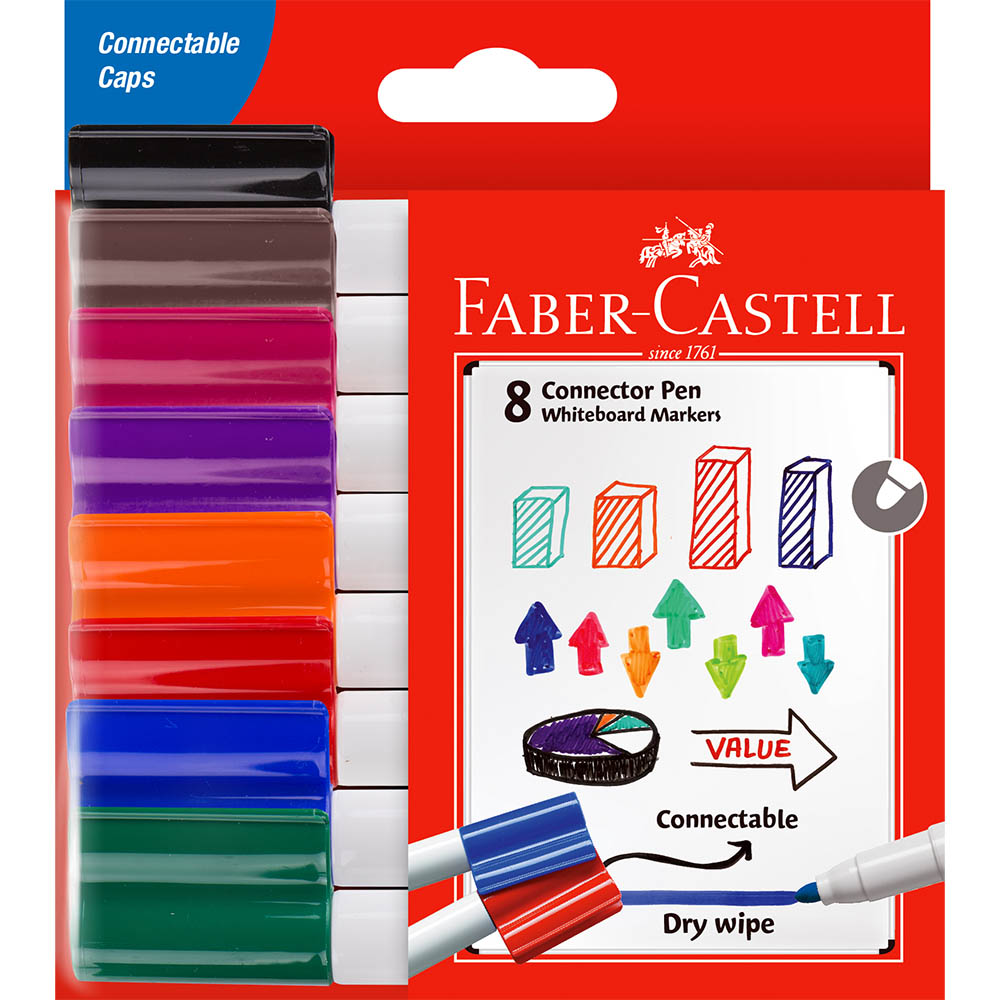 Image for FABER-CASTELL WHITEBOARD MARKERS BULLET 2MM ASSORTED WALLET 8 from Mitronics Corporation