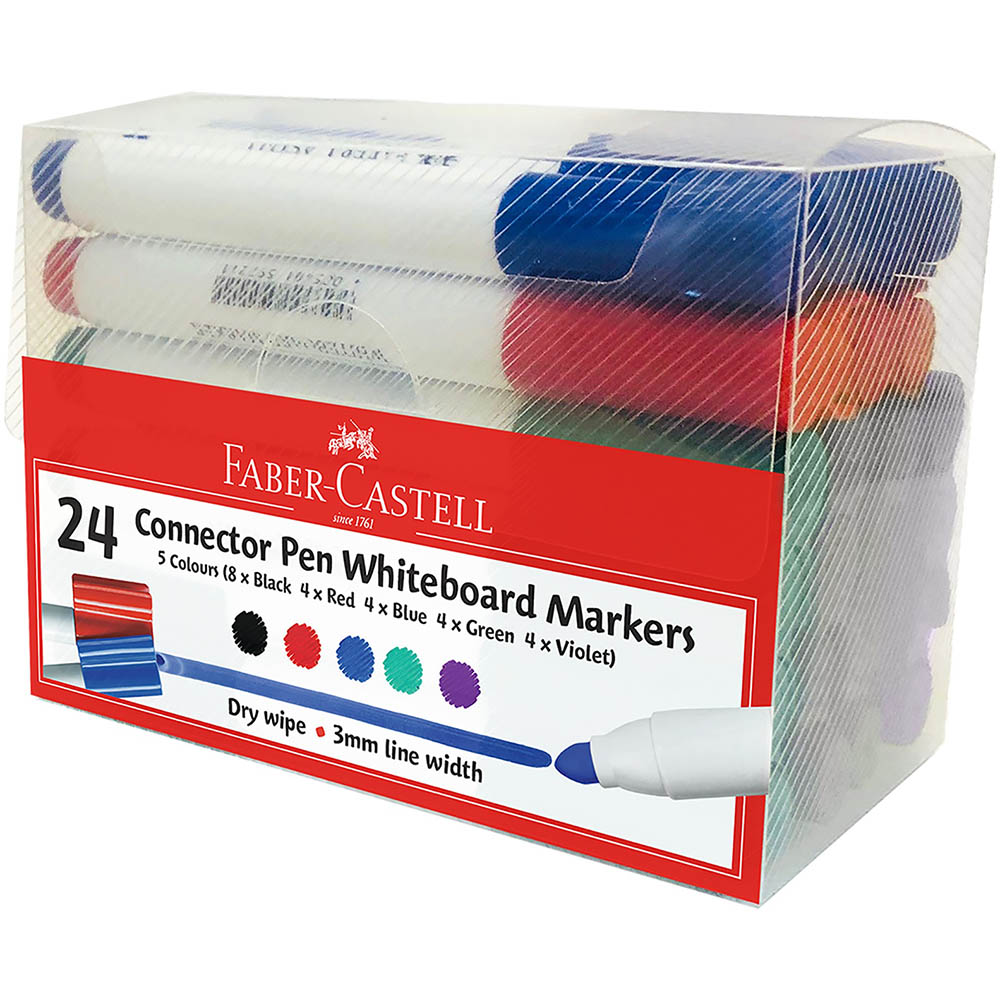Image for FABER-CASTELL CONNECTOR WHITEBOARD MARKER BULLET ASSORTED PACK 24 from That Office Place PICTON