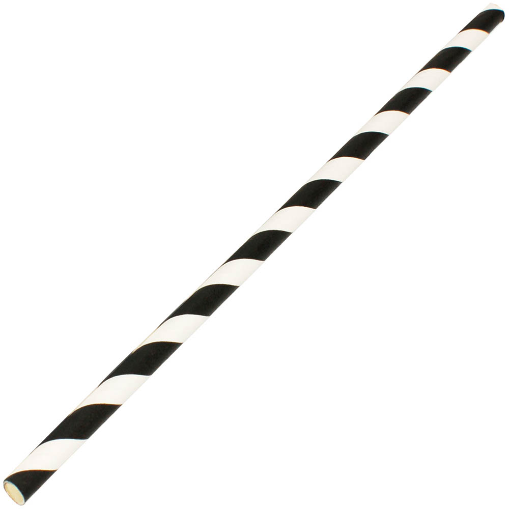 Image for ENVIROCHOICE PAPER STRAW REGULAR BLACK STRIPE PACK 250 from Prime Office Supplies