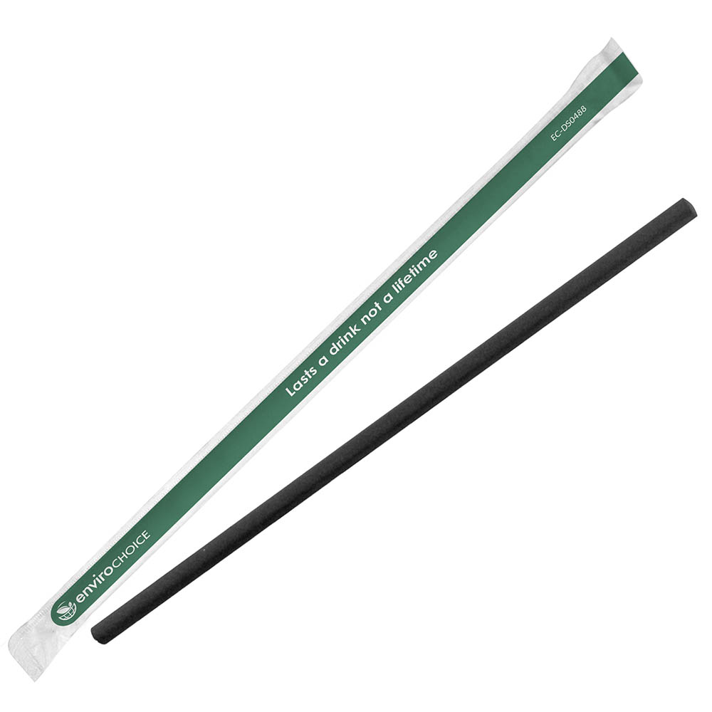 Image for ENVIROCHOICE PAPER STRAW INDIVIDUALLY WRAPPED 6MM BLACK PACK 2000 from Prime Office Supplies