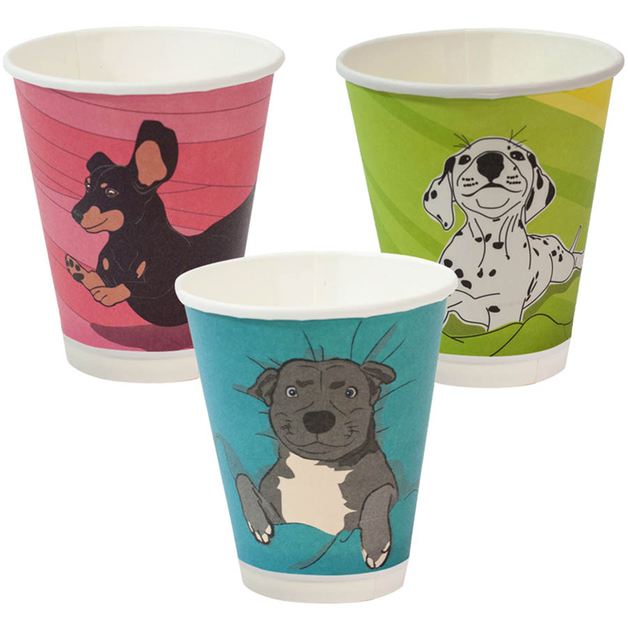 Image for ENVIROCHOICE DOG SERIES CUP DOUBLE WALL 280ML PACK 25 from Prime Office Supplies