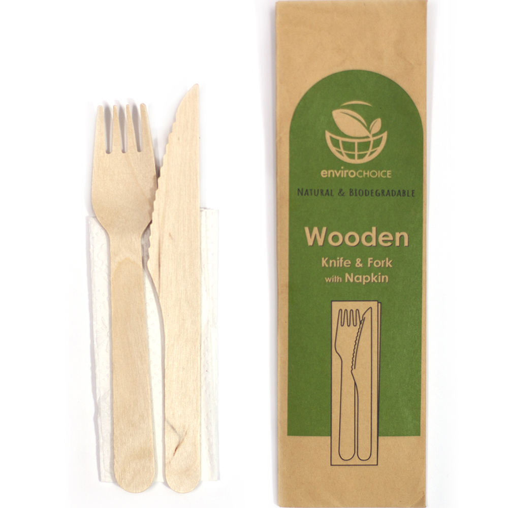 Image for ENVIROCHOICE WOODEN CUTLERY SET PACK 100 from BusinessWorld Computer & Stationery Warehouse