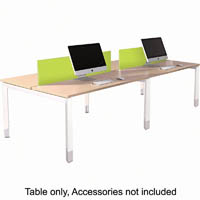 oblique height adjustable 4 person back to back desk 2400 x 1500 x 720mm snow maple