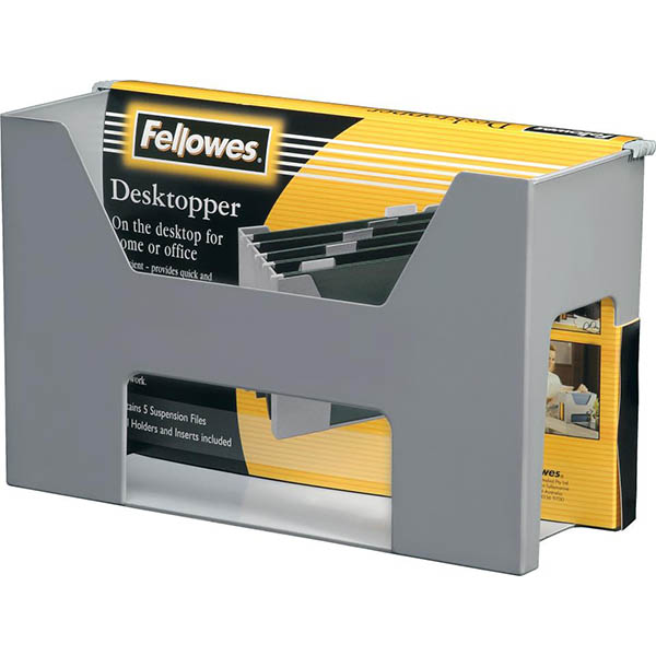 Image for FELLOWES ACCENTS DESKTOPPER WITH FILES AND TABS GREY from Pinnacle Office Supplies