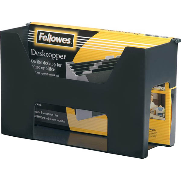 Image for FELLOWES ACCENTS DESKTOPPER WITH FILES AND TABS BLACK from Mitronics Corporation