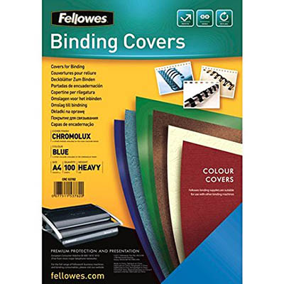 Image for FELLOWES CHROMOLUX BINDING COVER GLOSS 250GSM A4 BLUE PACK 100 from Prime Office Supplies