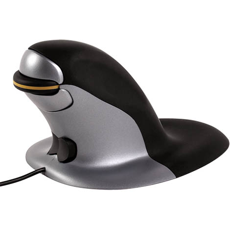 Image for PENGUIN AMBIDEXTROUS VERTICAL MOUSE WIRED LARGE BLACK/GREY from Peninsula Office Supplies