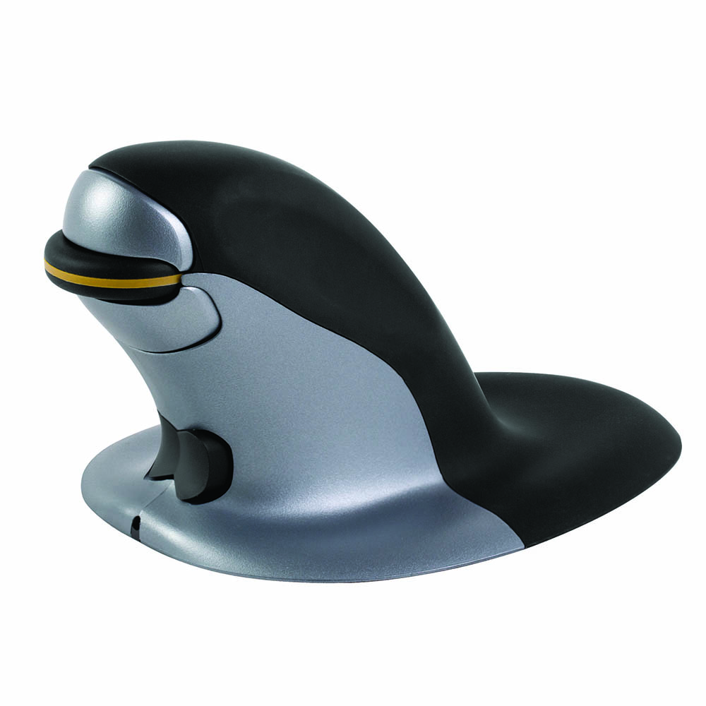 Image for PENGUIN AMBIDEXTROUS VERTICAL MOUSE WIRELESS MEDIUM BLACK/GREY from Positive Stationery