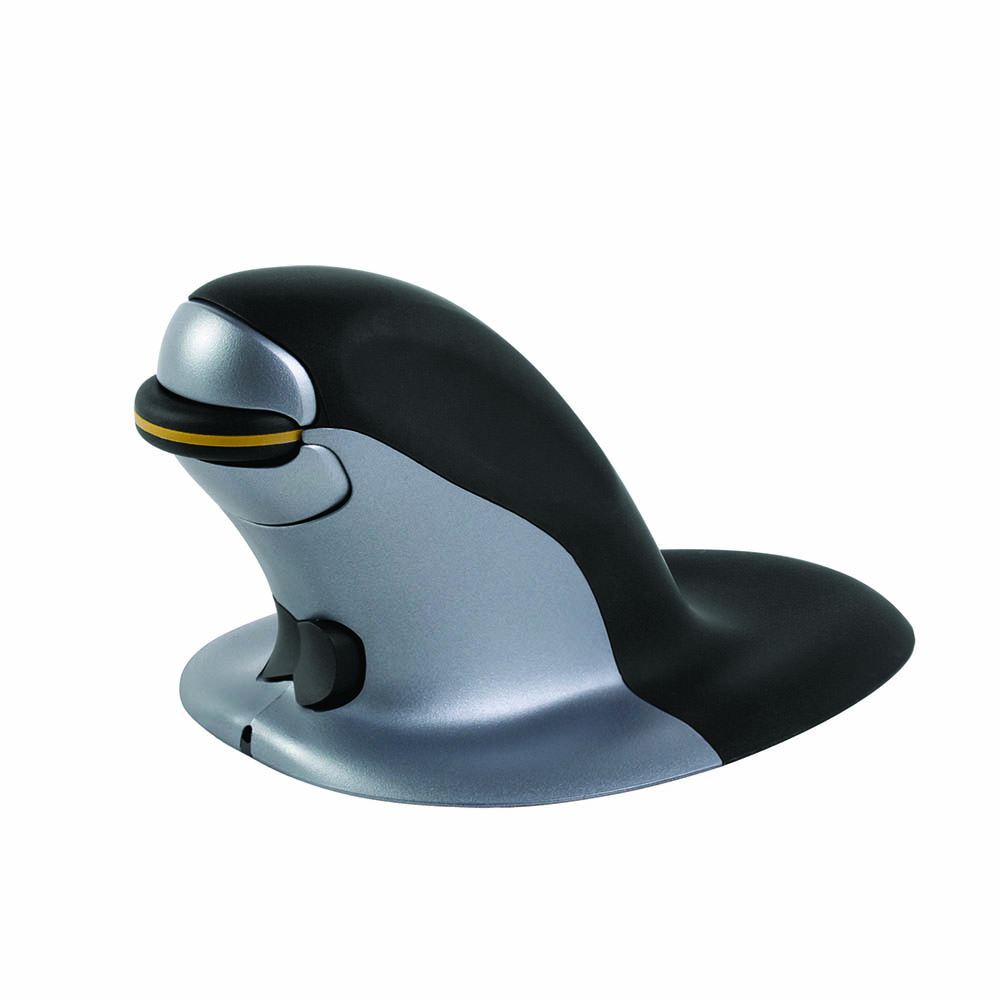 Image for PENGUIN AMBIDEXTROUS VERTICAL MOUSE WIRELESS SMALL BLACK/GREY from Office Heaven
