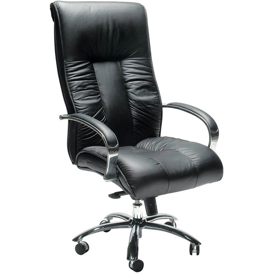 Image for SYLEX BIG BOY EXECUTIVE CHAIR 1-LEVER HIGH BACK LEATHER BLACK from Mercury Business Supplies
