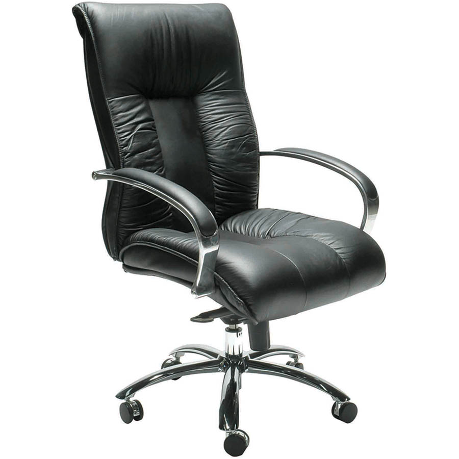 Image for SYLEX BIG BOY EXECUTIVE CHAIR 1-LEVER MEDIUM BACK LEATHER BLACK from Challenge Office Supplies