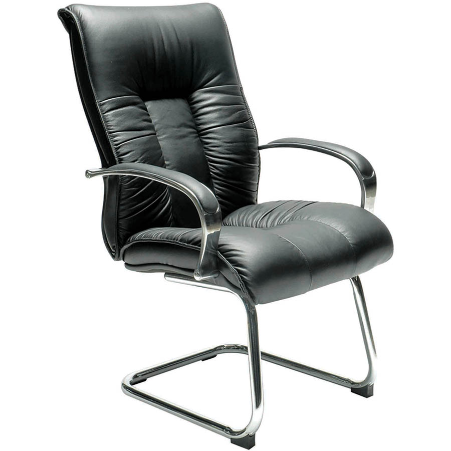Image for SYLEX BIG BOY EXECUTIVE VISITORS CHAIR MEDIUM BACK LEATHER BLACK from Challenge Office Supplies