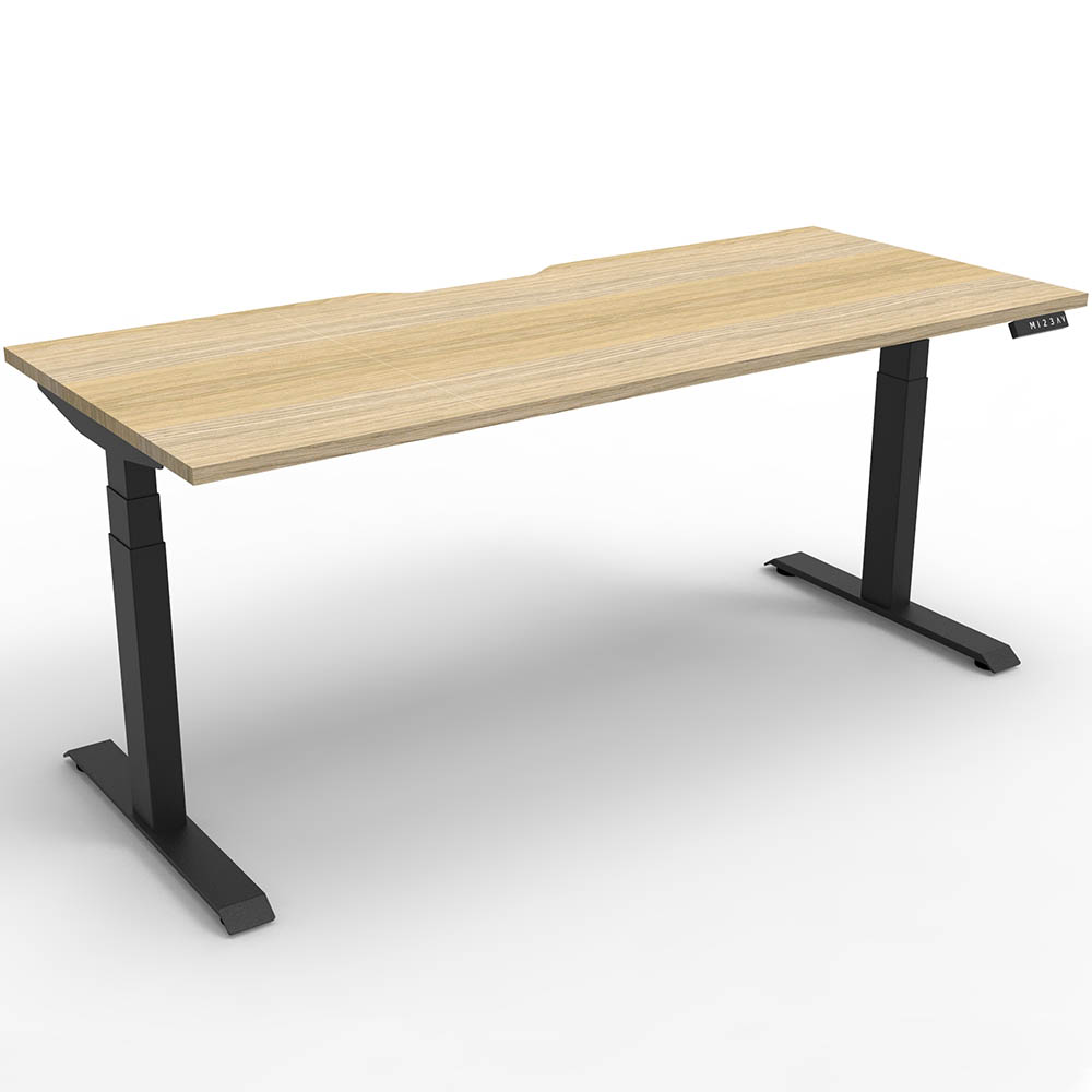 Image for RAPIDLINE BOOST PLUS HEIGHT ADJUSTABLE SINGLE SIDED WORKSTATION 1200 X 750MM NATURAL OAK TOP / BLACK FRAME from That Office Place PICTON