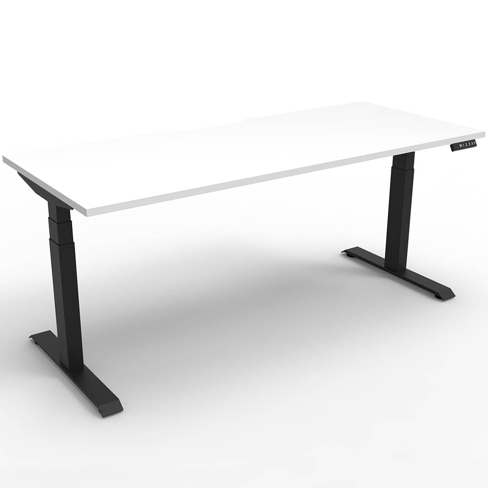 Image for RAPIDLINE BOOST PLUS HEIGHT ADJUSTABLE SINGLE SIDED WORKSTATION 1500 X 750MM NATURAL WHITE TOP / BLACK FRAME from That Office Place PICTON