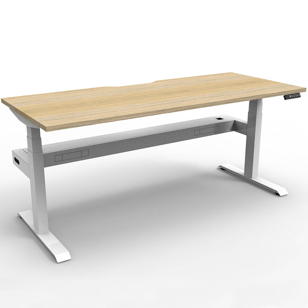 Image for RAPIDLINE BOOST PLUS HEIGHT ADJUSTABLE SINGLE SIDED WORKSTATION WITH CABLE TRAY 1200 X 750MM NATURAL OAK TOP / WHITE FRAME from Mitronics Corporation