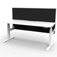 rapidline boost plus height adjustable single sided workstation with screen 1800 x 750mm natural white top / black frame / grey