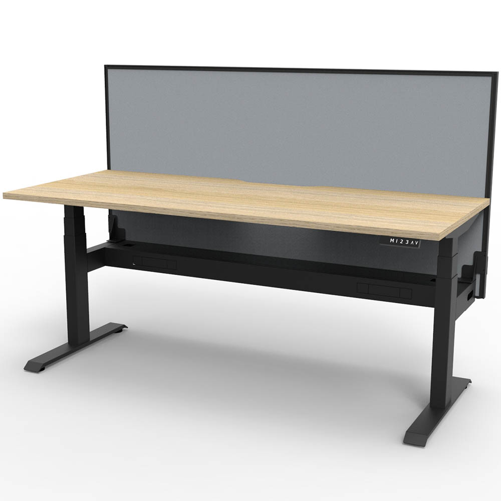 Image for RAPIDLINE BOOST PLUS HEIGHT ADJUSTABLE SINGLE SIDED WORKSTATION WITH SCREEN / CABLE TRAY 1200 X 750MM NATURAL OAK TOP / BLACK F from Mitronics Corporation