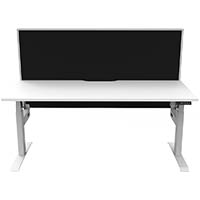 rapidline boost light single sided workstation with screen 1500mm natural white top / white frame / black screen