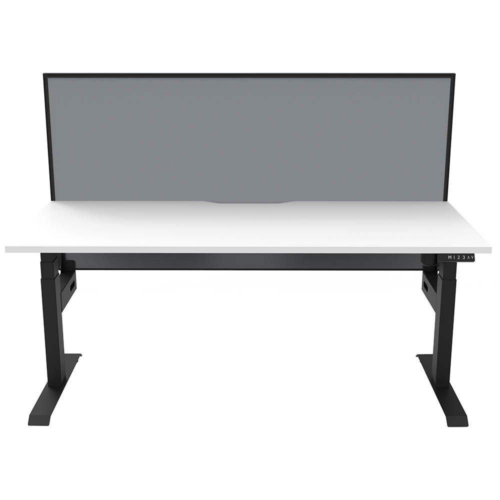 Image for RAPIDLINE BOOST LIGHT SINGLE SIDED WORKSTATION WITH SCREEN 1800MM NATURAL WHITE TOP / BLACK FRAME / GREY SCREEN from ONET B2C Store