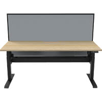 rapidline boost light single sided workstation with screen and cable tray 1200mm natural oak top / black frame / grey screen