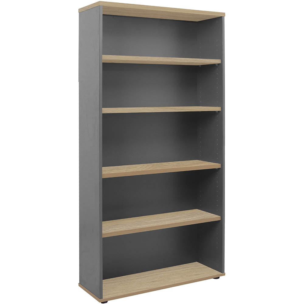 Image for RAPID WORKER BOOKCASE 4 SHELF 900 X 315 X 1800MM OAK/IRONSTONE from Challenge Office Supplies