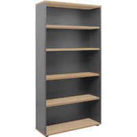 rapid worker bookcase 4 shelf 900 x 315 x 1800mm oak/ironstone