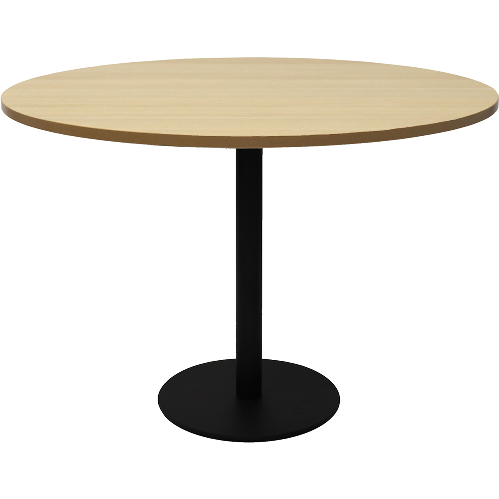 Image for RAPIDLINE ROUND TABLE DISC BASE 1200MM NATURAL OAK/BLACK from BusinessWorld Computer & Stationery Warehouse