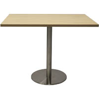 rapidline square meeting table disc base 900mm natural oak/stainless steel