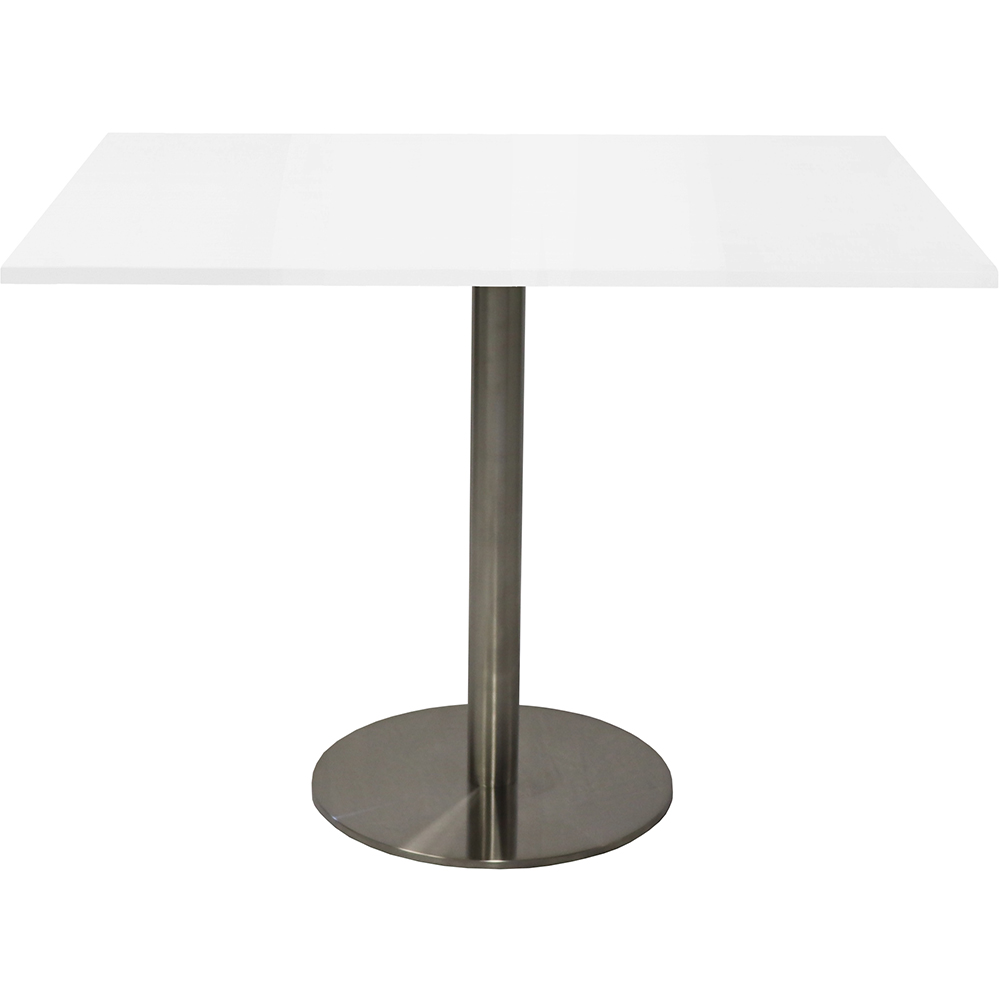 Image for RAPIDLINE SQUARE MEETING TABLE DISC BASE 900MM NATURAL WHITE/STAINLESS STEEL from Challenge Office Supplies