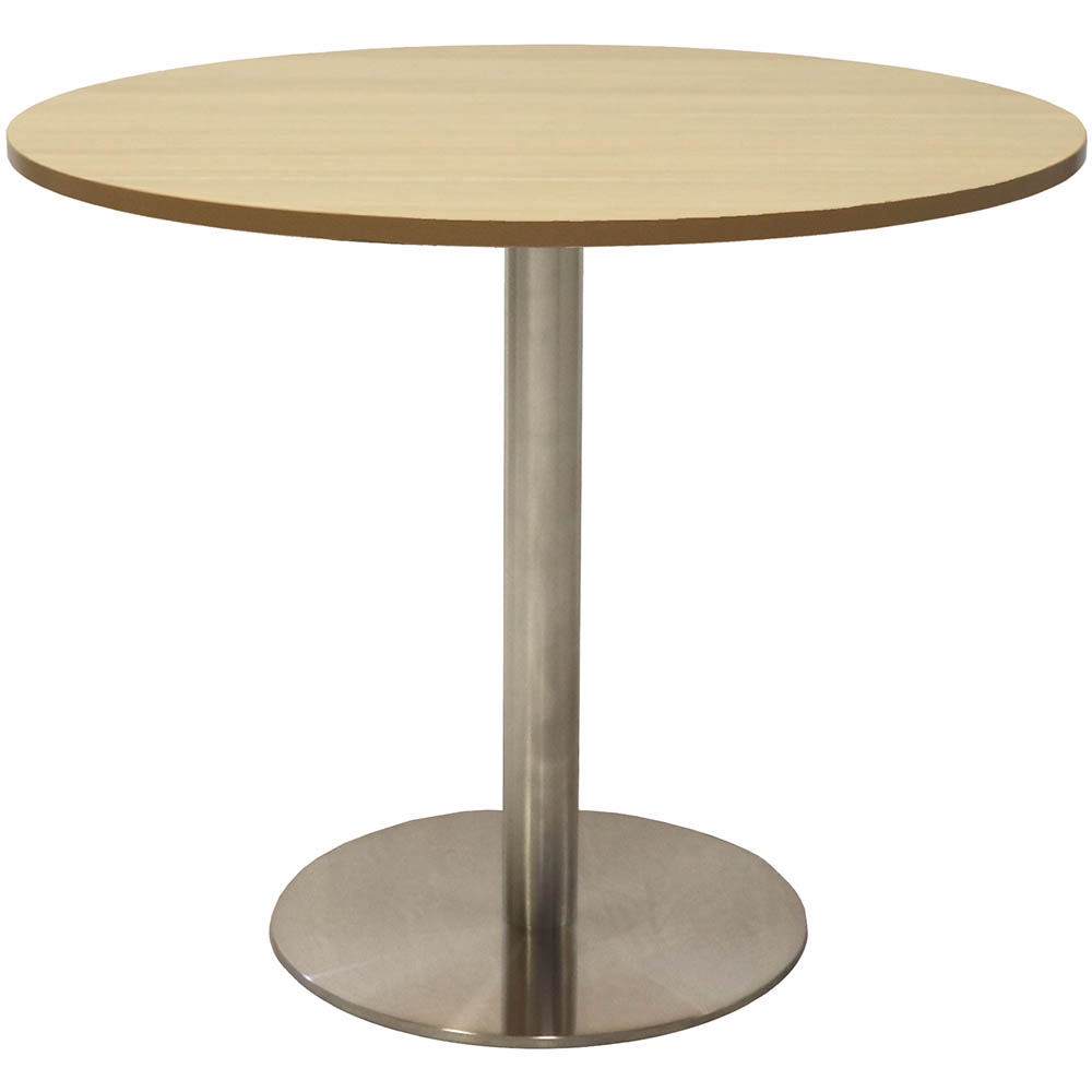 Image for RAPIDLINE ROUND TABLE DISC BASE 900MM NATURAL OAK/STAINLESS STEEL from Challenge Office Supplies