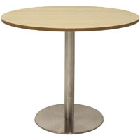 rapidline round table disc base 900mm natural oak/stainless steel